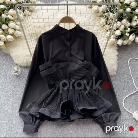 Qadınlar üçün uzunqol bluz 4267, qara, pambıq, ölçü One size — Bakı