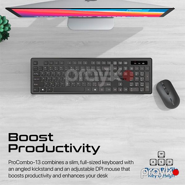 Promate Wireless Keyboard and Mouse Set PROCOMBO-13.EN Black — Mallar, Bakı (2)