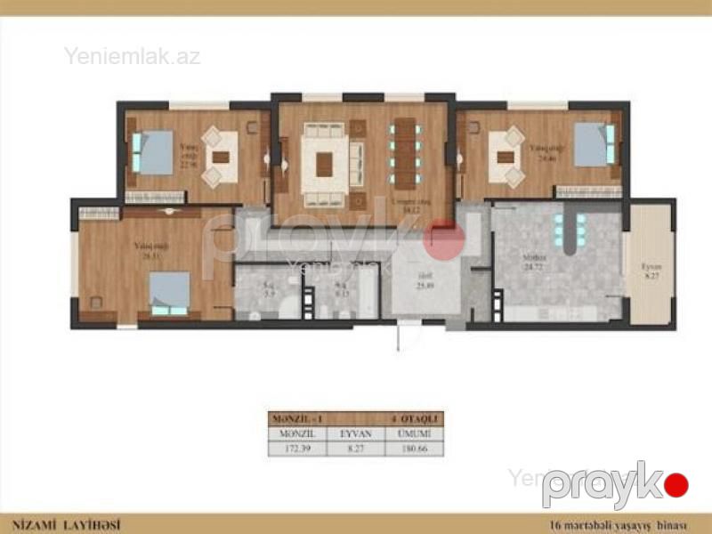 Satılır 5 otaqlı Bina evi menzil (Yeni tikili), 186 m², Nizami rayonu — Mənzil, Bakı (5)