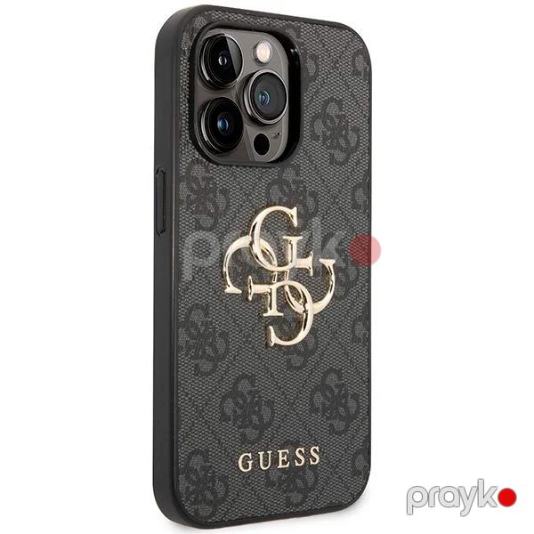 Guess PU Leather Case with 4G Metal Logo for iPhone 15 Pro Grey — Mallar, Bakı (4)