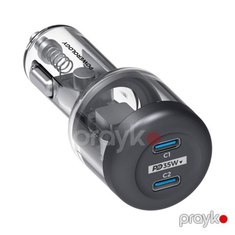 Powerology Crystalline Series Car Charger PD 35W Grey — Bakı