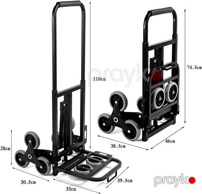 Arabalar Çoxfunksiyalı Əl Arabası 100 kq Metal Qara (38,5 x 46 x 74,5 sm qatlanan, 65,5 x 46 x 110 sm açıq, 10 kq çəki) - 2400000081609_code — Mallar, Bakı (2)