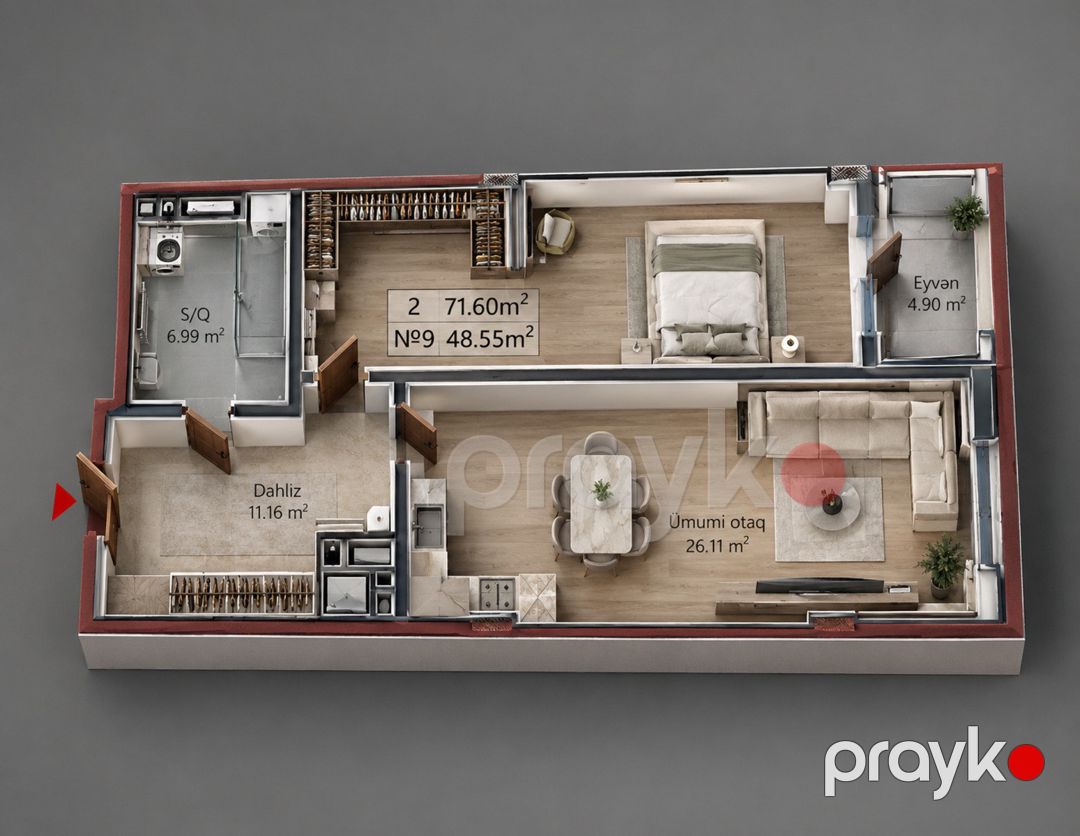 Satılır 2 otaqlı yeni tikili 71.6 m² — Mənzil, Bakı (2)