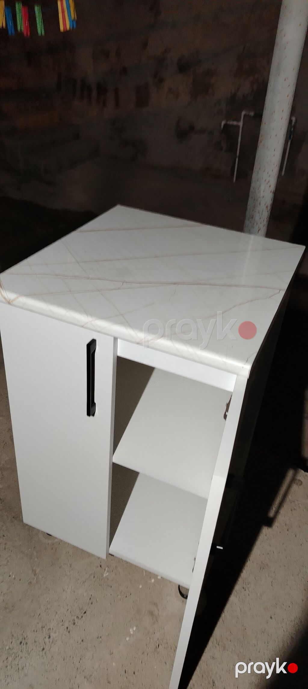 Mətbəx dolabı – mərmər naxışlı üstlü - Material: ağ laminat korpus — Mətbəx mobilyası, Güzdək (3)