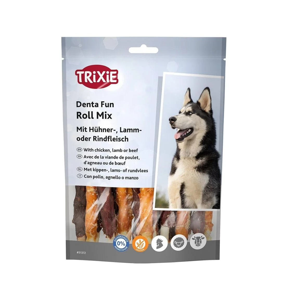 Trixie Denta Fun Çeynənən Rulo Qarışığı, müxtəlif diş təmizləyici çubuqlarla itlər üçün şirniyyat, 250 q — Bakı