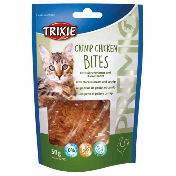 Trixie Premio Catnip Chicken Bites, toyuq filesi və nanə ilə pişiklər üçün bir ləzzət, 50 q — Bakı