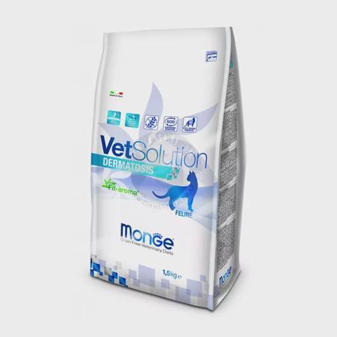 Monge VetSolution Dermatosis, dermatoloji xəstəliklərdə dəri funksiyalarının bərpası üçün pişiklərə quru pəhriz yemi, 1,5 kq — Cats