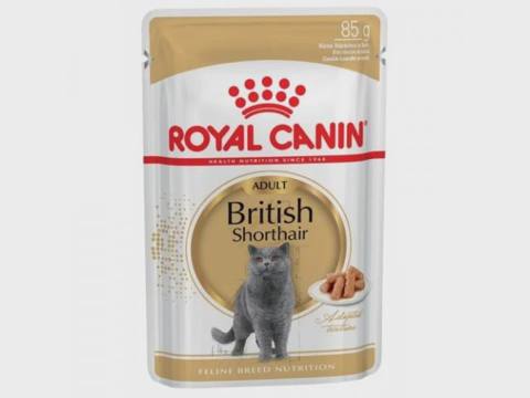 Royal Canin British Shorthair, 12 aydan yuxarı britan qısatüklü pişiklər üçün yaş yem, sousda, 85 q — Мысықтар