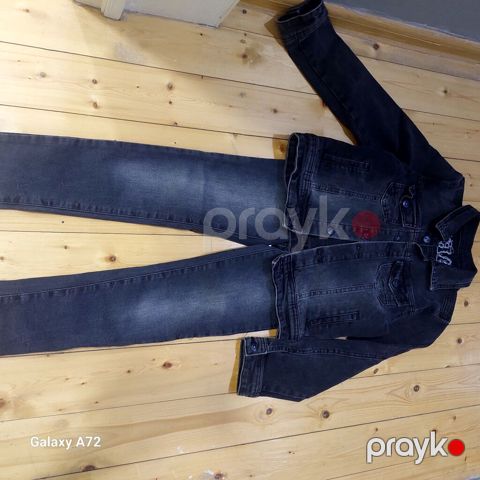 Qara-cins dəst - 2 parça: cins gödəkçə + cins şalvar - Rəng: tünd — Digah