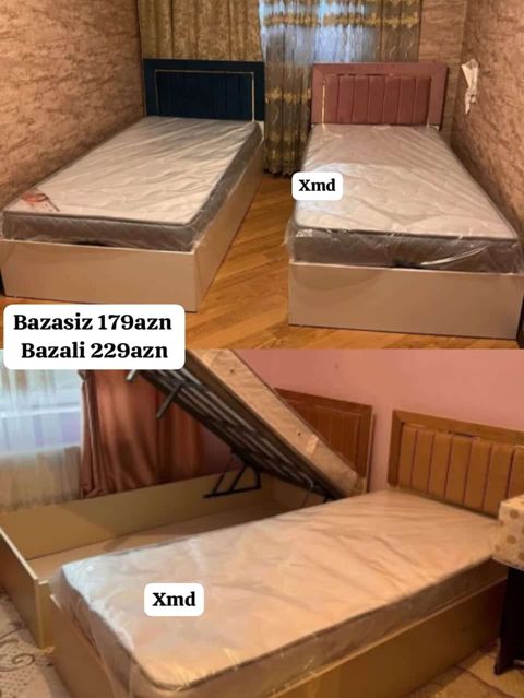 Tək nəfərlik çarpayı – başlıqlı model. - İki variant: bazasız və — Çarpayılar