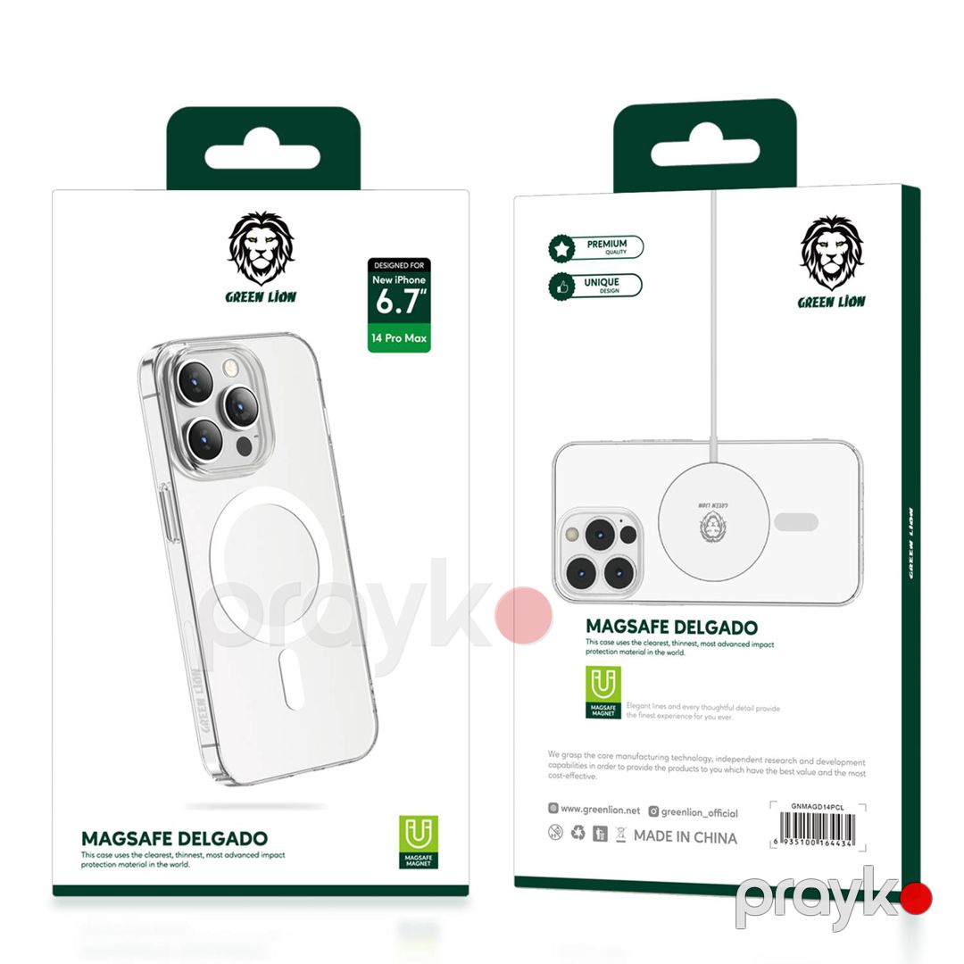 Green Magsafe Delgado Case for iPhone 14 Pro 6.1" Clear — Mallar, Bakı (4)