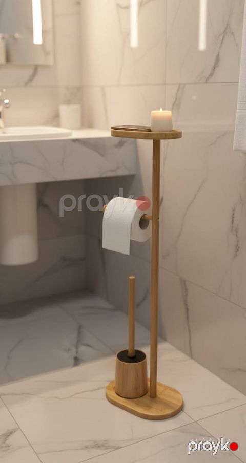 Unitaz üçün fırça və kağız stendi, bambu, qəhvəyi - homestore_vm2258 — Bakı