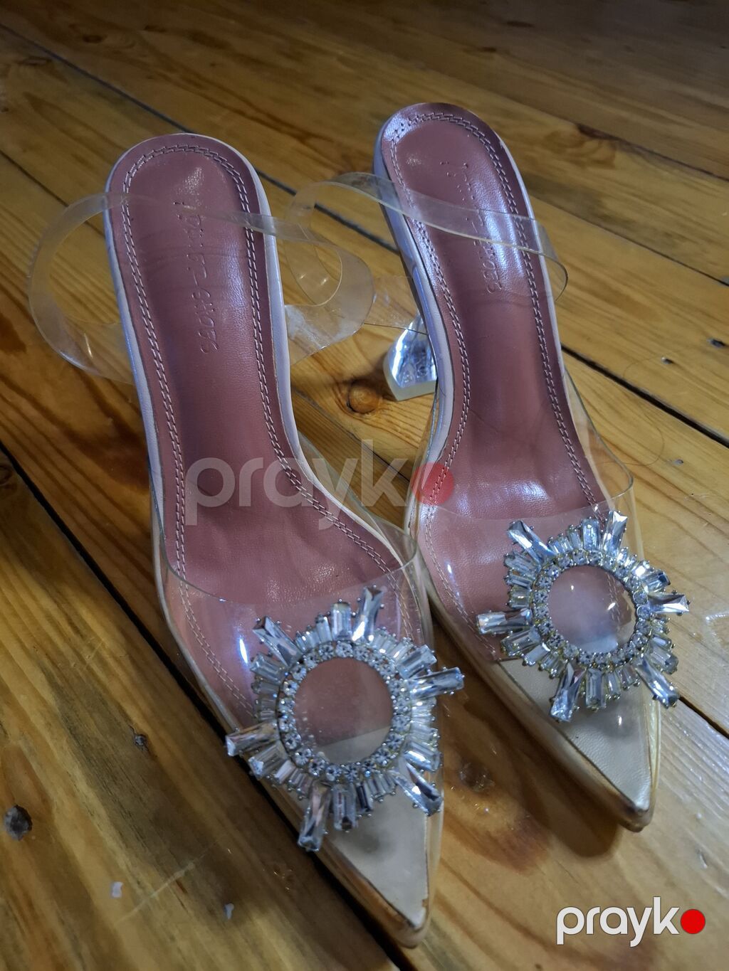 Şəffaf bantlı bəzəkli qadın topuqları - Model: şüşə effekti verən — Tufl, Bakı (2)