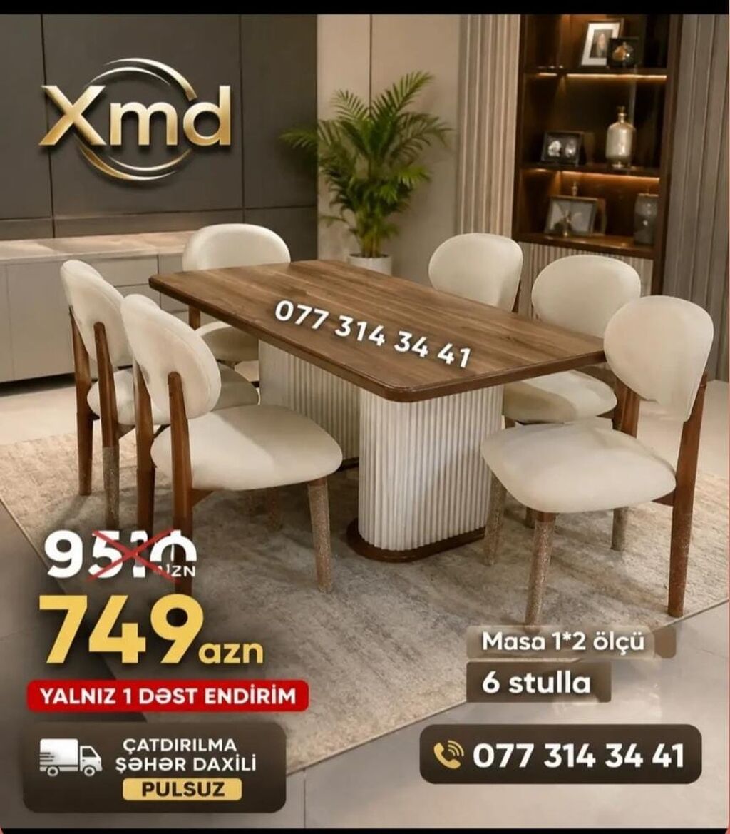 XMD Mebel – zövqlü və funksional mebel seçimləri 1) Masa + 6 stul — Masalar və stullar, Bakı (10)
