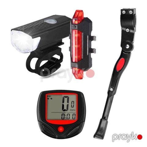 Velosiped üçün dəst Power 97 (sürət ölçən + dayaq + ön fənər + arxa fənər) — Bakı