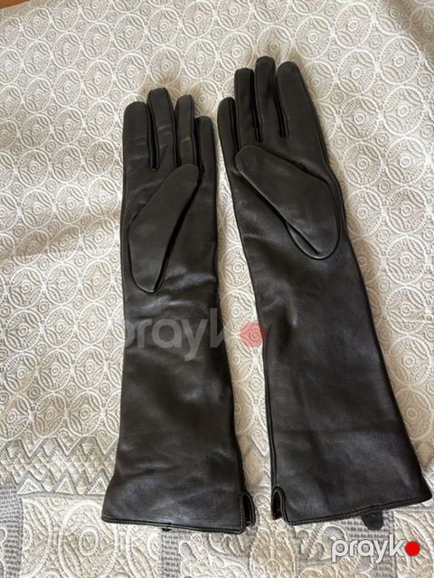 Qadınlar üçün uzun dəri əlcəklər - Rəng: qara - Material: yumşaq — Bakı