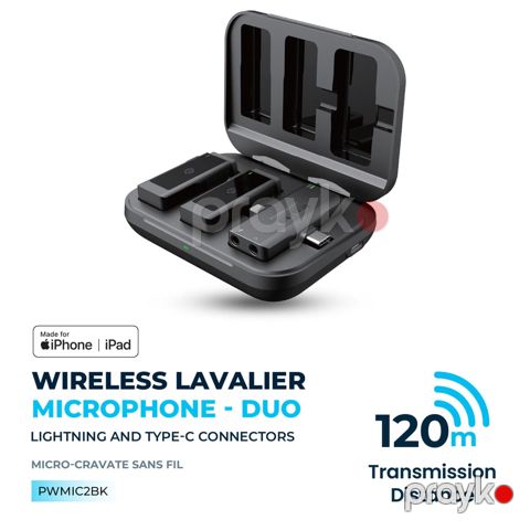 Powerology Lavalier with 2 Clip Noise Reduction Mode Microphones - Black Black — Bakı