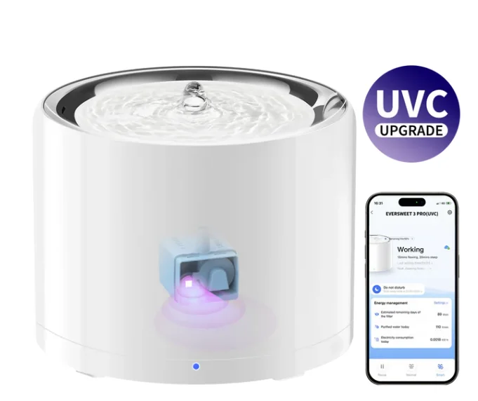 Petkit Eversweet 3 Pro-Simsiz/UVC Su Fəvvarəsi, Bakteriyaların 99.96%-ni Təmizləyən UV Pompası ilə — Bakı
