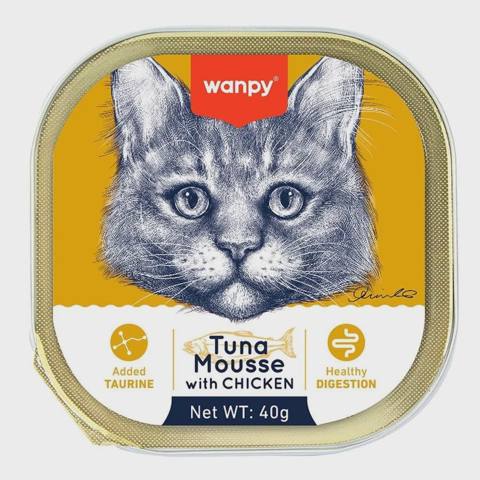 Wanpy Cat Alutray, yaş yem, ton balığı və toyuq ilə, 40 q — Pişiklər