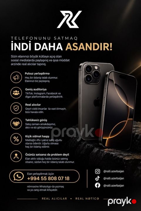 Xidmət: Telefonunu satmaq üçün peşəkar elan paylaşımı və alıcı tapma — Bakı