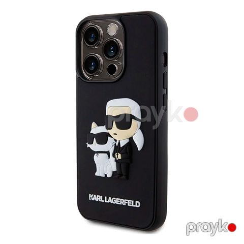 Karl Lagerfeld 3D Rubber Case with NFT Karl & Choupette for iPhone 15 Pro Black — Bakı