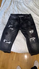 Qara yuyulmuş denim cins şalvar – kişi kəsimi - Rəng: tünd boz/qara — Jeans
