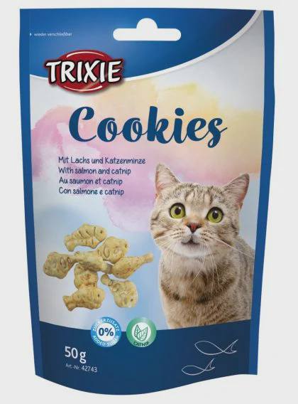 Trixie Cookies, pişiklər üçün qızılbalıq və pişik nanəsi ilə peçenye, 50 q — კატები