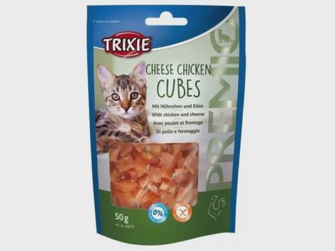 Trixie «Cheese Chicken Cubes», pişiklər üçün mükafat yeməyi, toyuqlu pendir kubikləri, 50 q — კატები