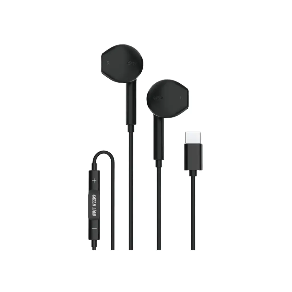 Green Lion Stereo Earphone With Type-C Connector - Black Black — Mallar, Bakı (2)