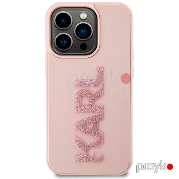 Karl Lagerfeld 3D Glitter Karl Logo Case for iPhone 15 Pro Max Pink — Mallar, Bakı (3)