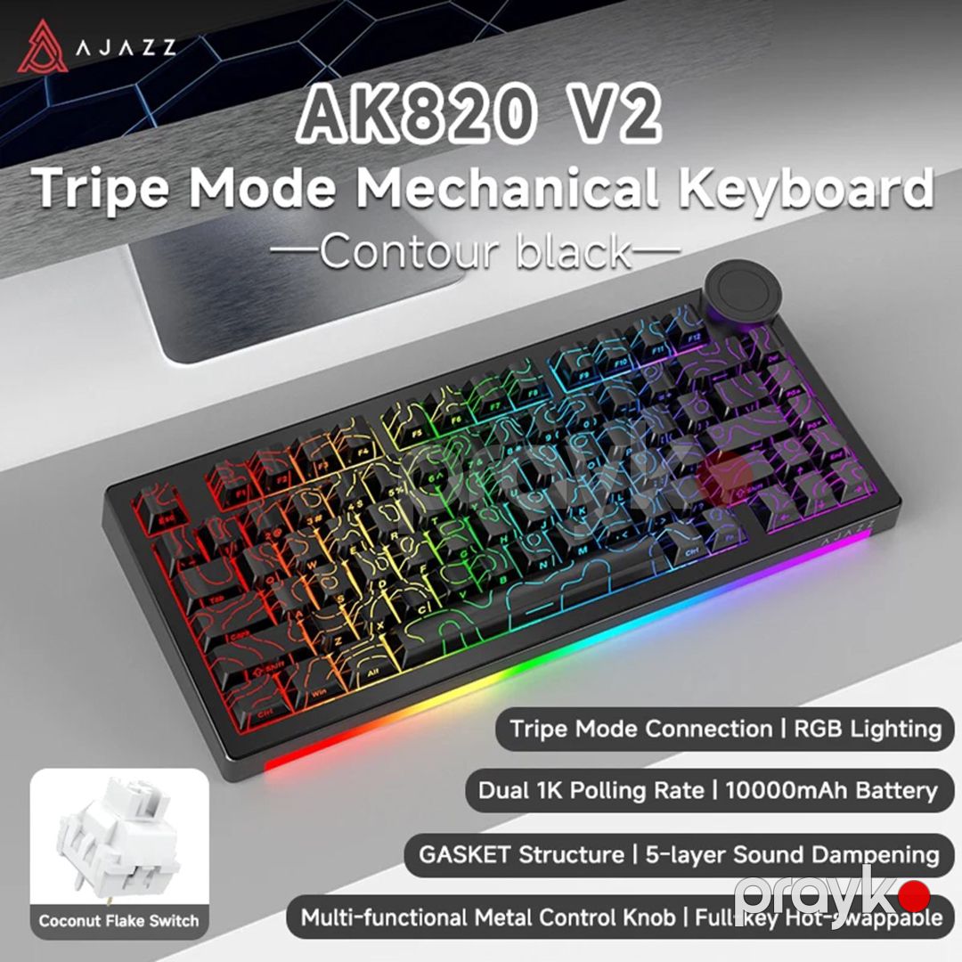 Ajazz AK820 V2 Pro - White Contour — Periferik cihazlar, Bakı (6)