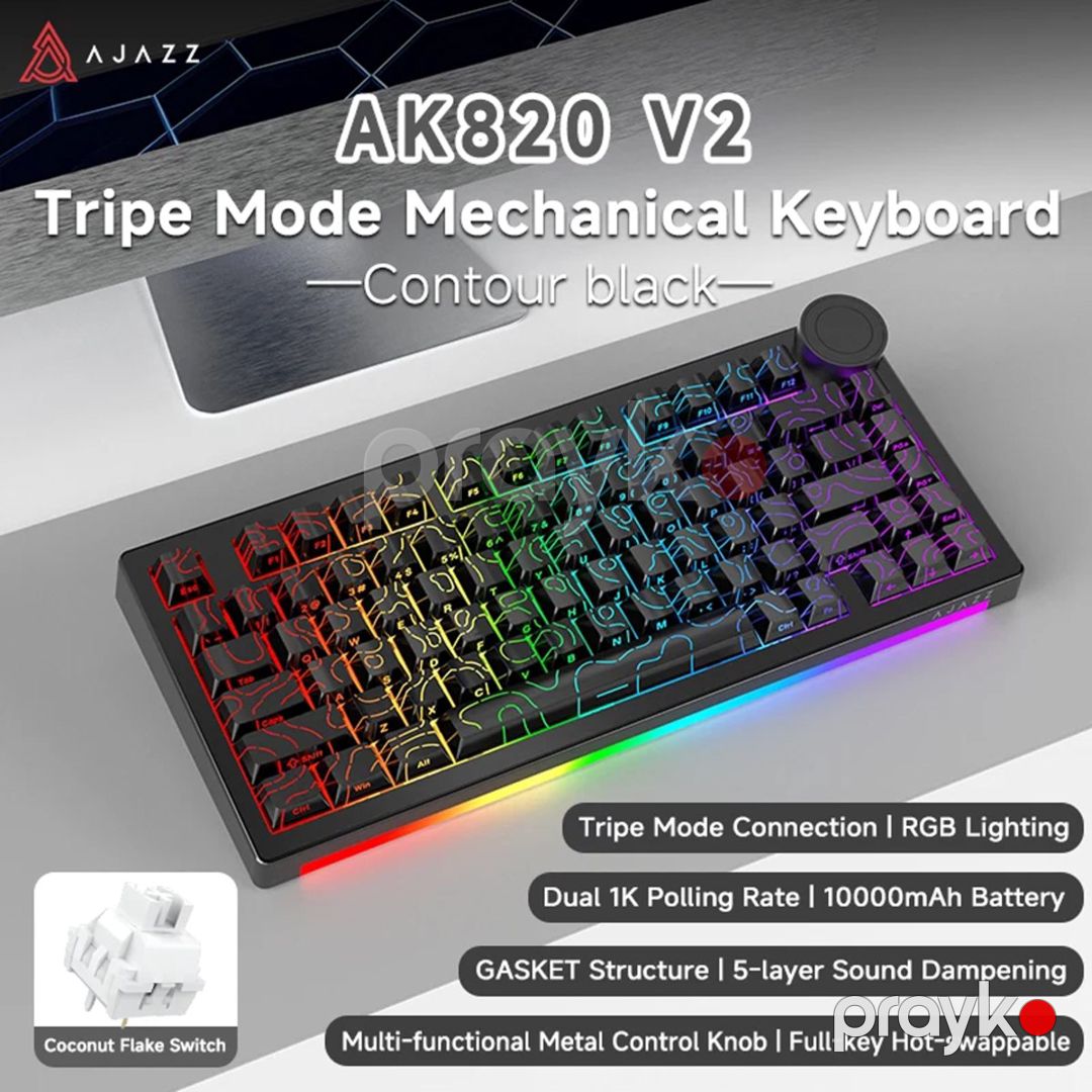 Klaviatura Ajazz AK820 V2 Pro - Black Contour — Periferik cihazlar, Bakı (2)