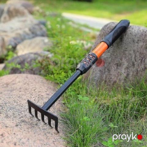 Bağ üçün mini dırmıq, uzadıla bilən, yumşaq rezin tutacaqlı, metal başlıq - prm_022 — Bakı