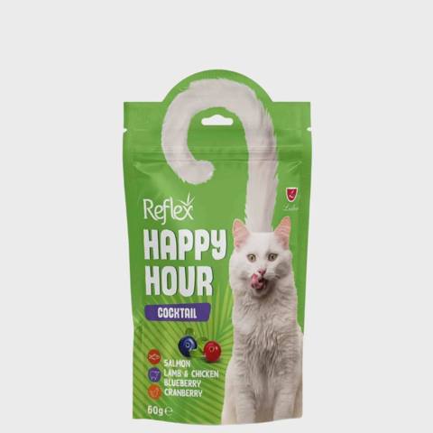 Reflex Happy Hour, pişiklər üçün mükafat yeməyi, qızılbalıq, quzu əti, toyuq, qaragilə və mərcangilə, 60 q — Баку