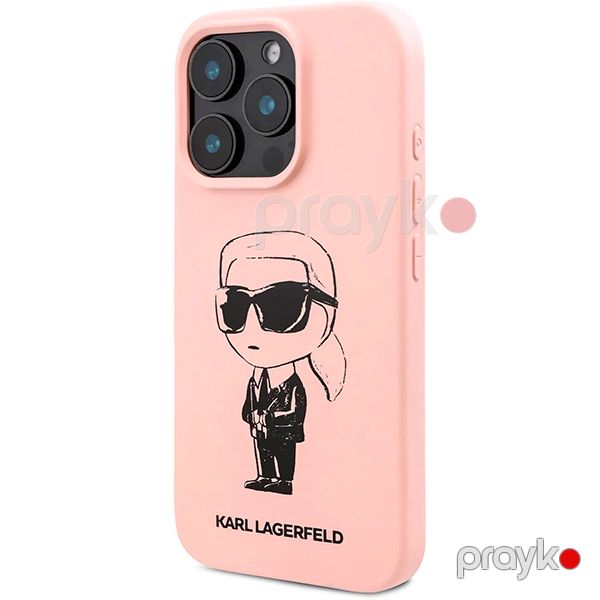 Karl Lagerfeld TPU Silicone Hard Case with ikonik Graffiti Logo For iPhone 16 Pro (KLOHCP16LPNYKGRTP) Pink — Mallar, Bakı (4)