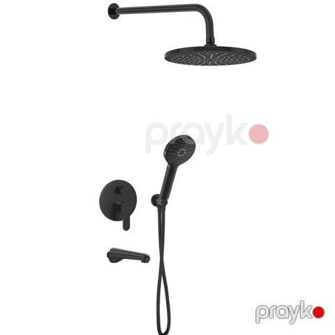 Duş dəsti gülben GS-4082 divariçi lüləkli yumru mat qara — Omid.az — Repair & Construction