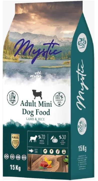 Mystic Adult Mini Dog Food Lamb & Rice, kiçik cinsli yetkin itlər üçün quzu əti və düyülü quru yem (bütöv kisə, 15 kq) — Bakı