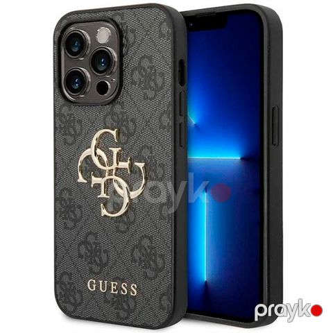 Guess PU Leather Case with 4G Metal Logo for iPhone 15 Pro Grey — Bakı