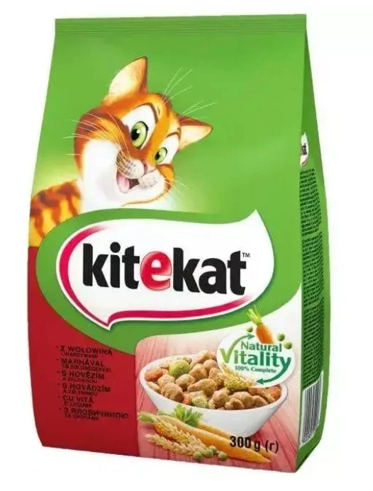 Kitekat Mal əti və tərəvəzlərlə tam quru pişik yemi 300 q — Bakı