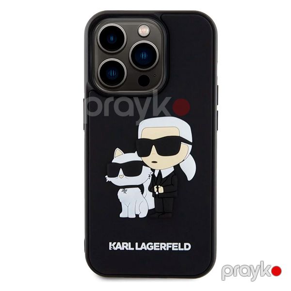 Karl Lagerfeld 3D Rubber Case with NFT Karl & Choupette for iPhone 15 Pro Black — Mallar, Bakı (2)
