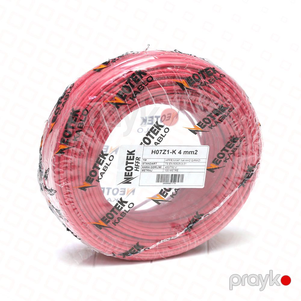 Neotek elektrik kabeli halogensiz alov gecikdirici (hffr) nyaf 1X4 MM2 qırmızı — Elektrika, Bakı (2)