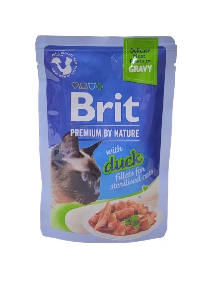 Sterilizasiya olunmuş pişiklər üçün Brit Premium Cat Delicate Souslu Ördəkli Fileto (85 q) — Bakı