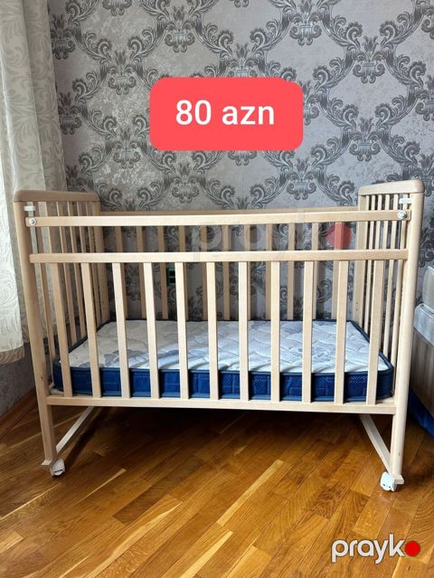 Oğlan və qız üçün, İşlənmiş, Dördbucaq, Beşik, Dəstsiz, Matras ilə, Yellənmə mexanizmsiz — Bakı