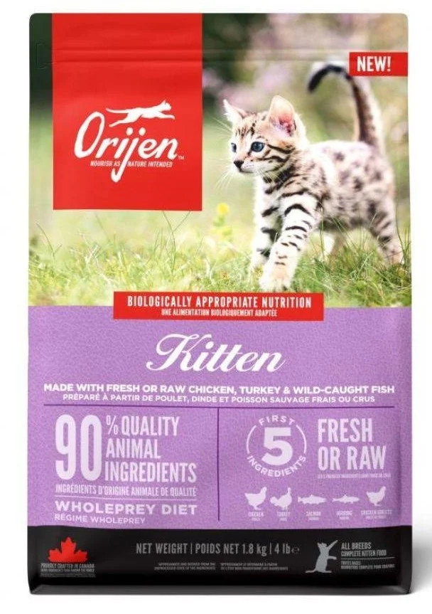 Orijen Kitten Pişik Balaları üçün Quru Yem, Toyuq, Hinduşka və Vəhşi Tutulan Balıqla, 1.8 kq — Bakı