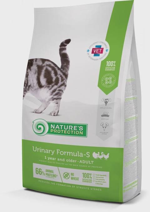 Nature’s Protection Urinary Formula-S, 1 yaşdan yuxarı və çəkisi 7 kq-dan olan yetkin pişiklər üçün sidik yollarının sağlamlığı naminə quru pəhriz yemi, toyuqla (çəki ilə) — კატები