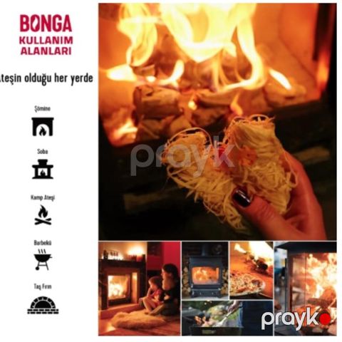 Təbii alovlandırıcı dəsti Bonga, 25 parça, manqal, soba və kamin üçün, taxta yunu - prl_0510 — Bakı