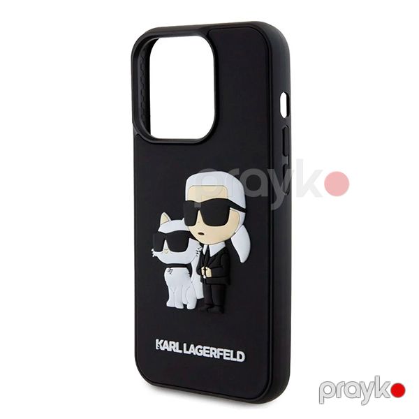 Karl Lagerfeld 3D Rubber Case with NFT Karl & Choupette for iPhone 15 Pro Black — Mallar, Bakı (4)