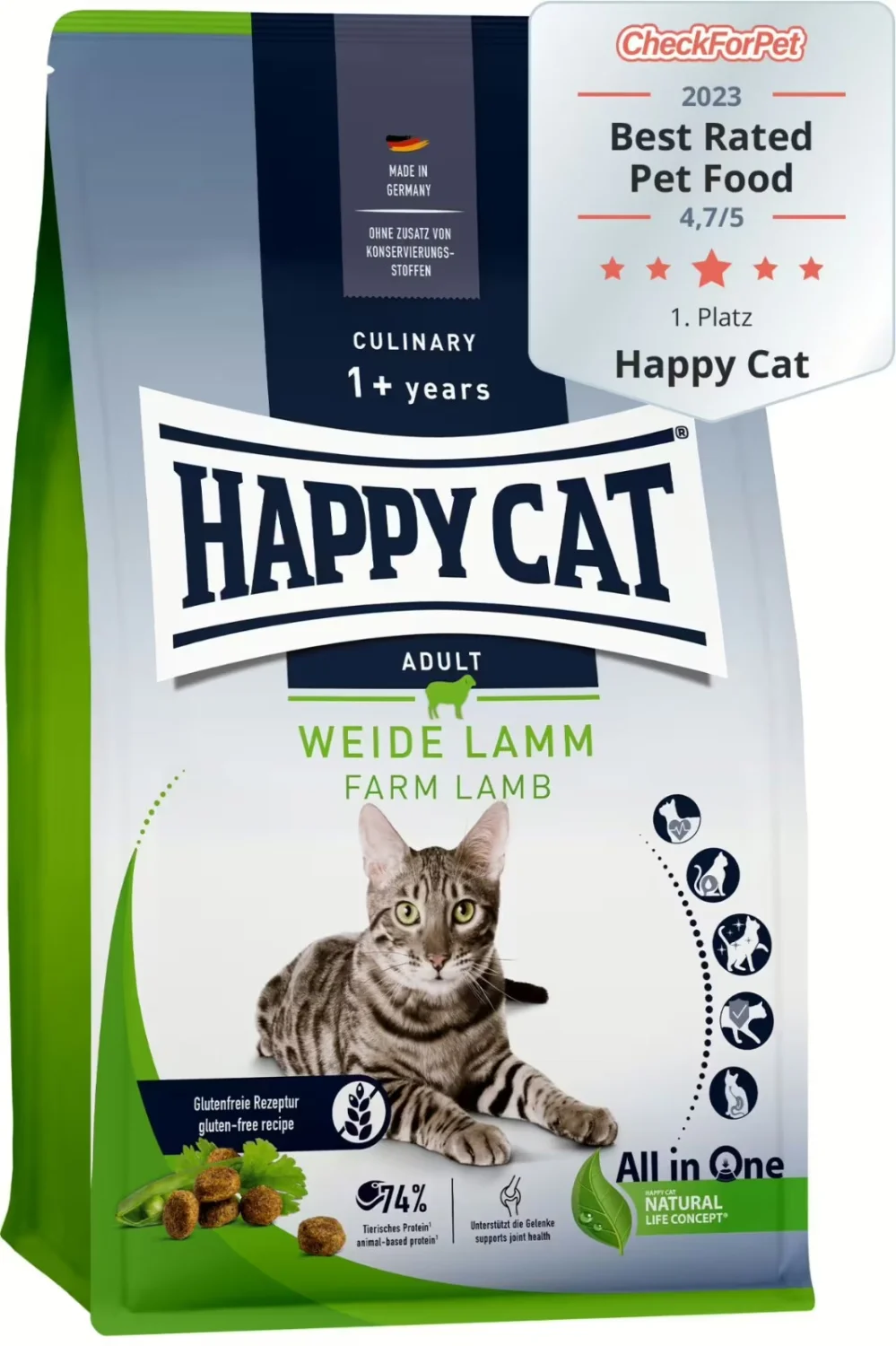Happy Cat Culinary Adult Weide Lamm, yetkin pişiklər üçün quru yem, ferma quzusu ilə (çəki ilə) — Zoo.az — Cats