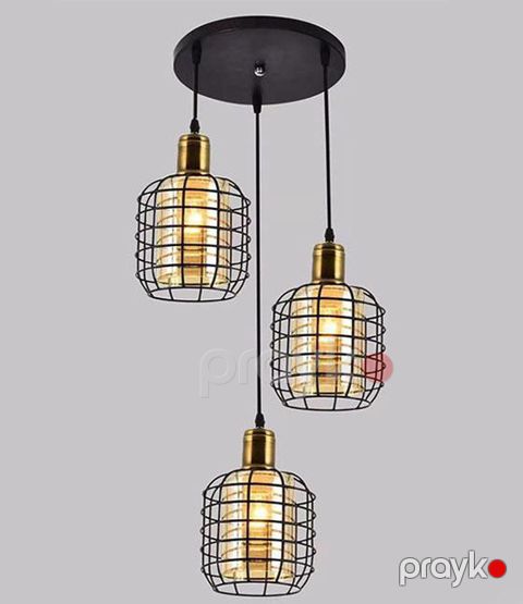 Sparkled asma çilçıraq 3LÜ metal E27 IP20 C-541-3