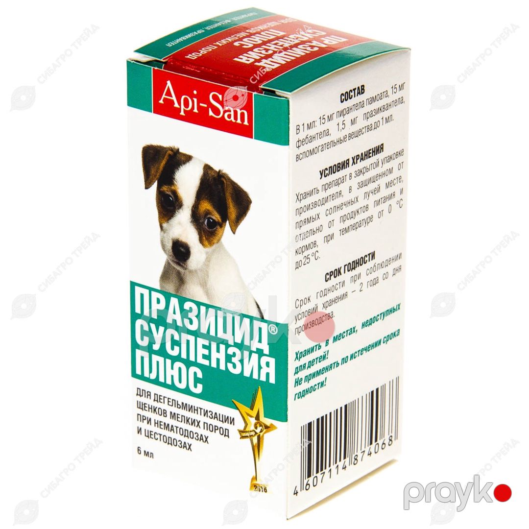 Kiçik cinsli bala itlər üçün Prazicide Plus suspenziyası, 6 ml — Mallar, Bakı (2)